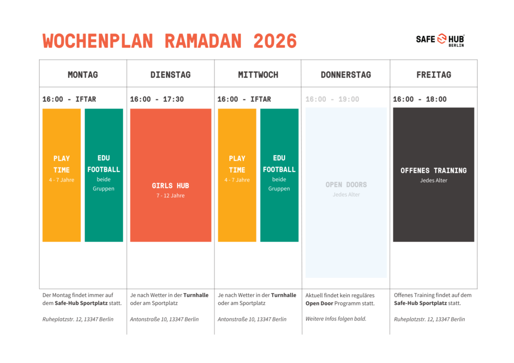 Wochenplan am Safe-Hub Berlin während Ramadan